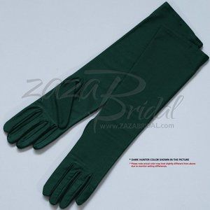 15.5″ Long 4-Way Stretch Matte Finish Satin Dress Gloves 8BL - Dark Hunter